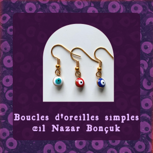 Boucles d'oreilles simples œil Nazar Bonçuk – Bijou protection porte-bonheur fait main