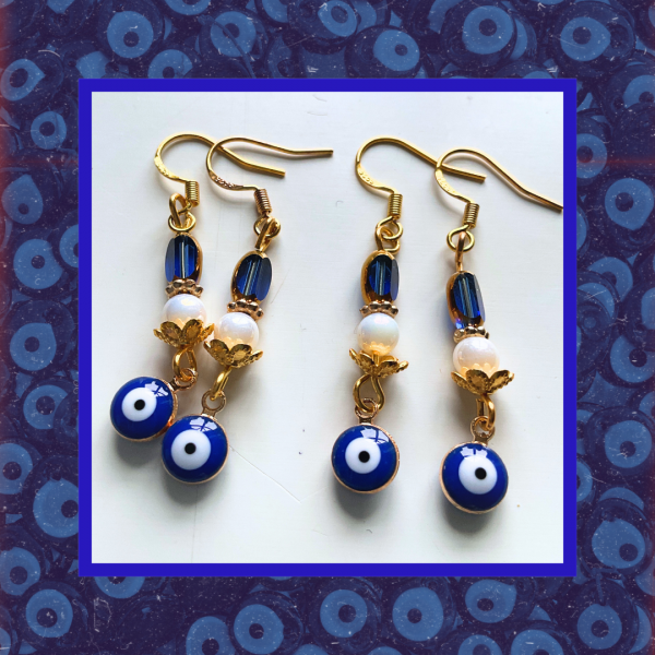 Boucles d'oreilles sophistiquées œil Nazar Bonçuk – Bijou protection porte-bonheur fait main – Image 5