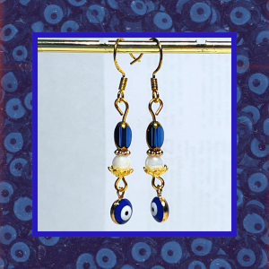 Boucles d'oreilles sophistiquées œil Nazar Bonçuk – Bijou protection porte-bonheur fait main - Bleu