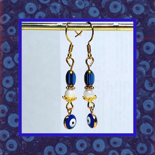 Boucles d'oreilles sophistiquées œil Nazar Bonçuk – Bijou protection porte-bonheur fait main – Image 2