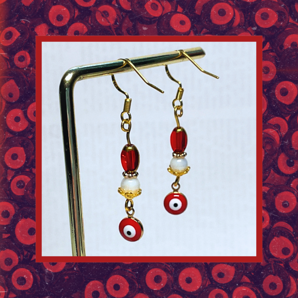 Boucles d'oreilles sophistiquées œil Nazar Bonçuk – Bijou protection porte-bonheur fait main – Image 3