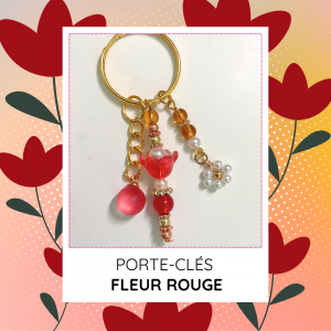 Porte-clés féminin intemporel « Fleur Rouge »