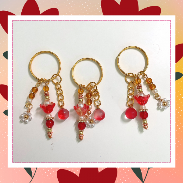 Porte-clés féminin intemporel « Fleur Rouge » – Image 3