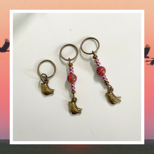 Marque-Mailles Oiseaux – Lot de 3 Accessoires Tricot et Crochet avec Breloques et Perles – Idéal pour DIY et Cadeau – Image 2