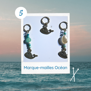 Marque-Mailles Inspiration Mer et Océan – Lot de 5 Accessoires Tricot et Crochet avec Breloques Baleine, Oiseau, Vague d’Océan