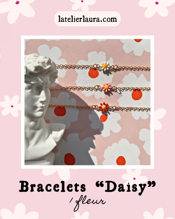 Bracelets 'Daisy', bracelets fleuris à personnaliser (nombre de marguerites, couleur au choix) – Image 12
