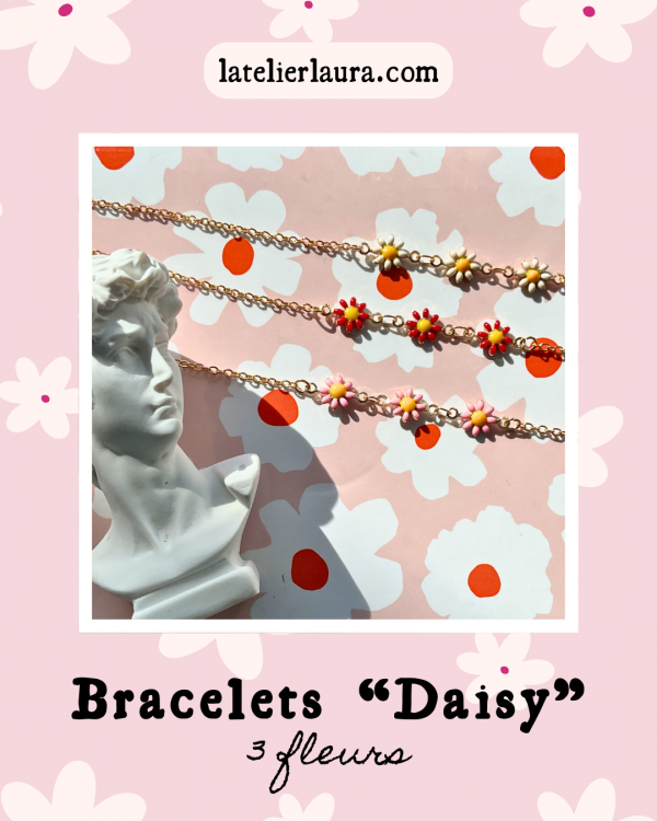 Bracelets 'Daisy', bracelets fleuris à personnaliser (nombre de marguerites, couleur au choix)