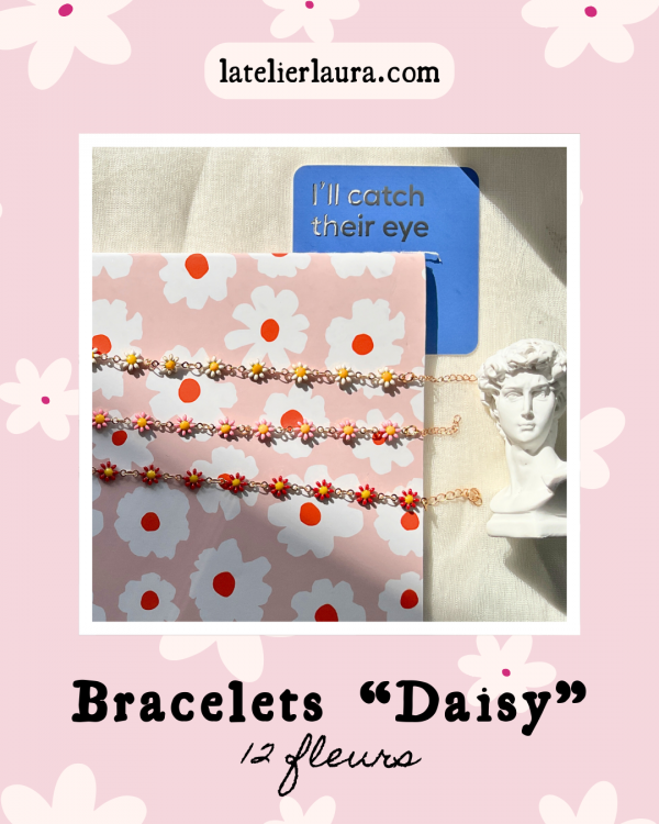 Bracelets 'Daisy', bracelets fleuris à personnaliser (nombre de marguerites, couleur au choix) – Image 15