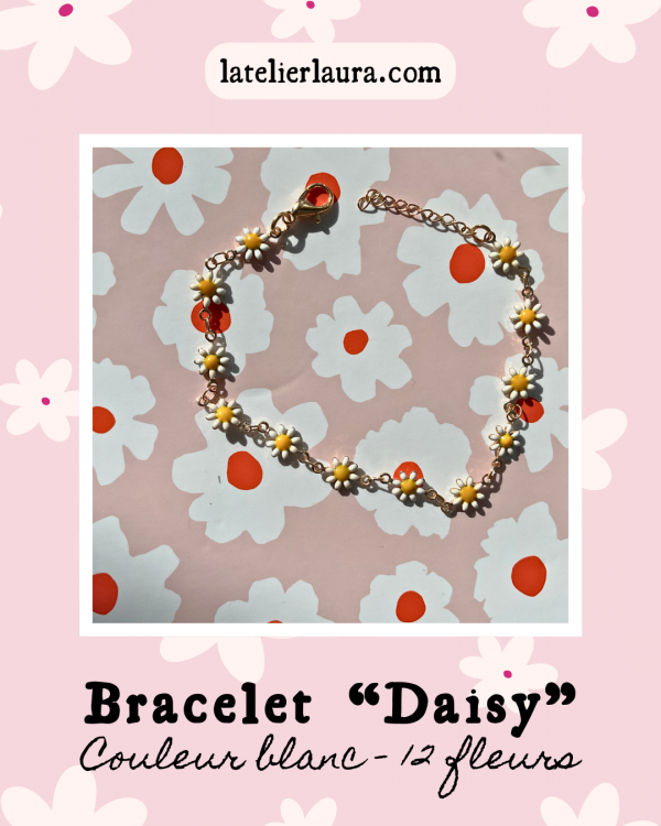 Bracelets 'Daisy', bracelets fleuris à personnaliser (nombre de marguerites, couleur au choix) – Image 3