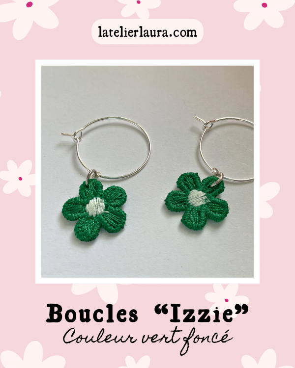 Boucles d'oreilles simples 'Izzie', fleurs brodées en tissu légères à porter – Image 8