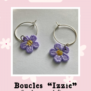 Boucles d'oreilles simples 'Izzie', fleurs brodées en tissu légères à porter