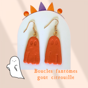 Boucles d'oreilles Fantômes à la Citrouille