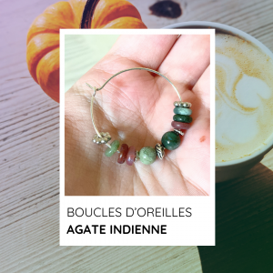 Boucles d'oreilles créoles en agate indienne – Tons d’automne & énergies naturelles 🍂