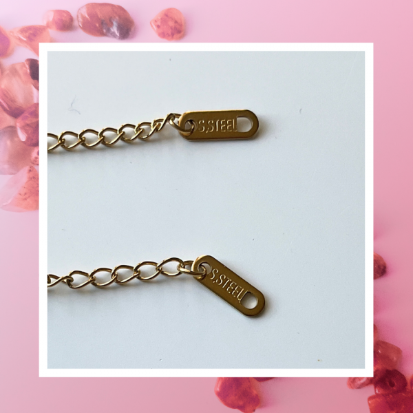 Bracelet en Cornaline naturelle – Acier inoxydable doré – Image 3