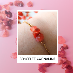 Bracelet en Cornaline naturelle – Acier inoxydable doré