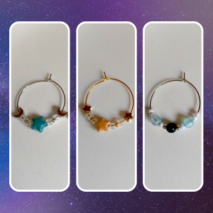 Lot de 3 paires de boucles d’oreilles “Nuit & Étoiles”